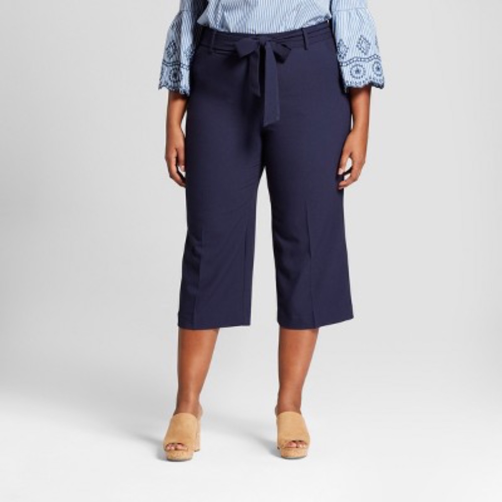 Ava & Viv Wide Leg Crop Pants Plus New - Picture 1 of 2